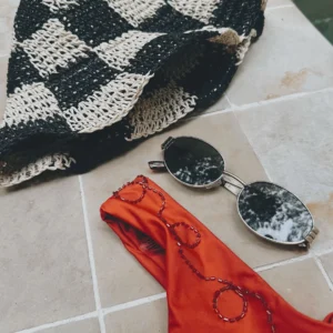 Flair red underboob bikini by Airavata with wrap waist straps